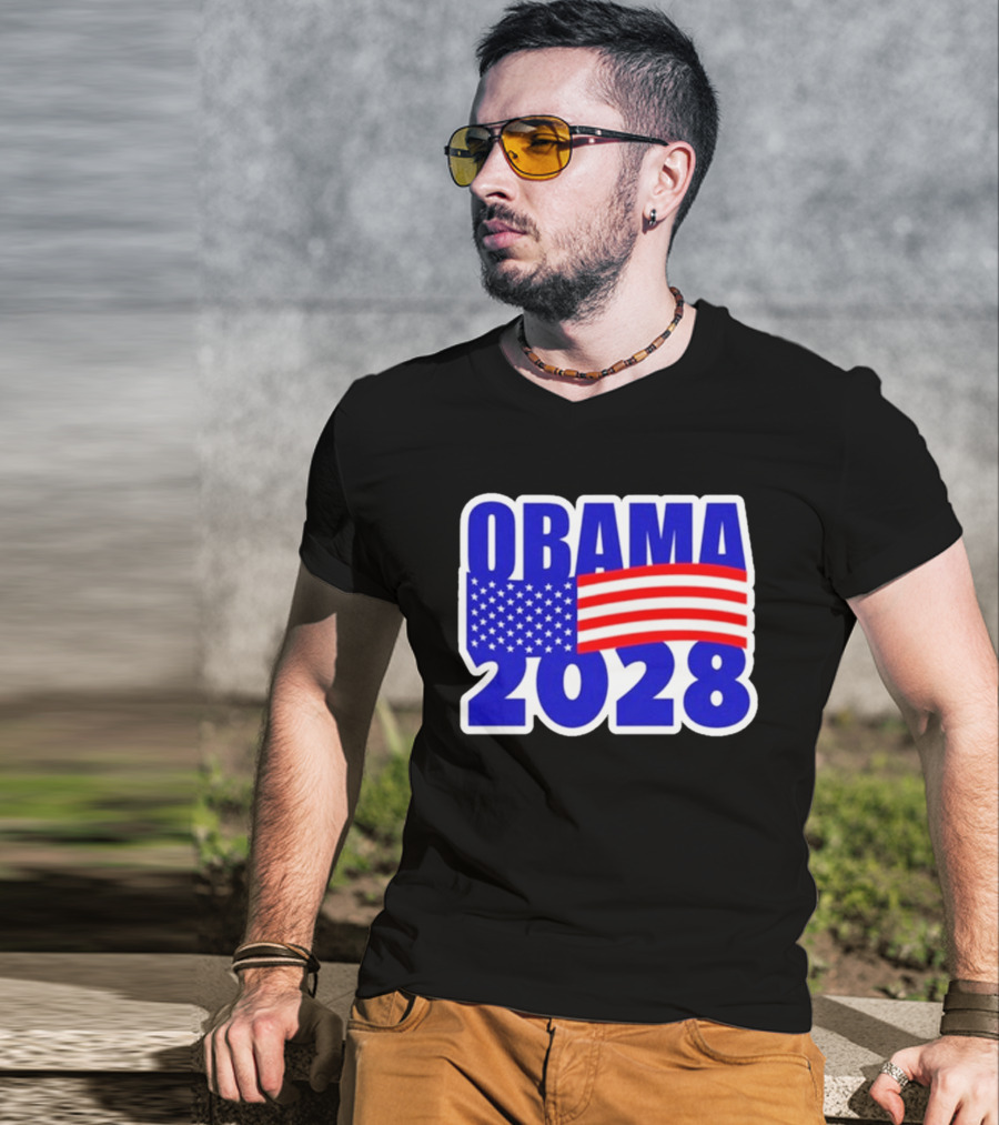 Obama 2028 American Flag Campaign T-Shirt