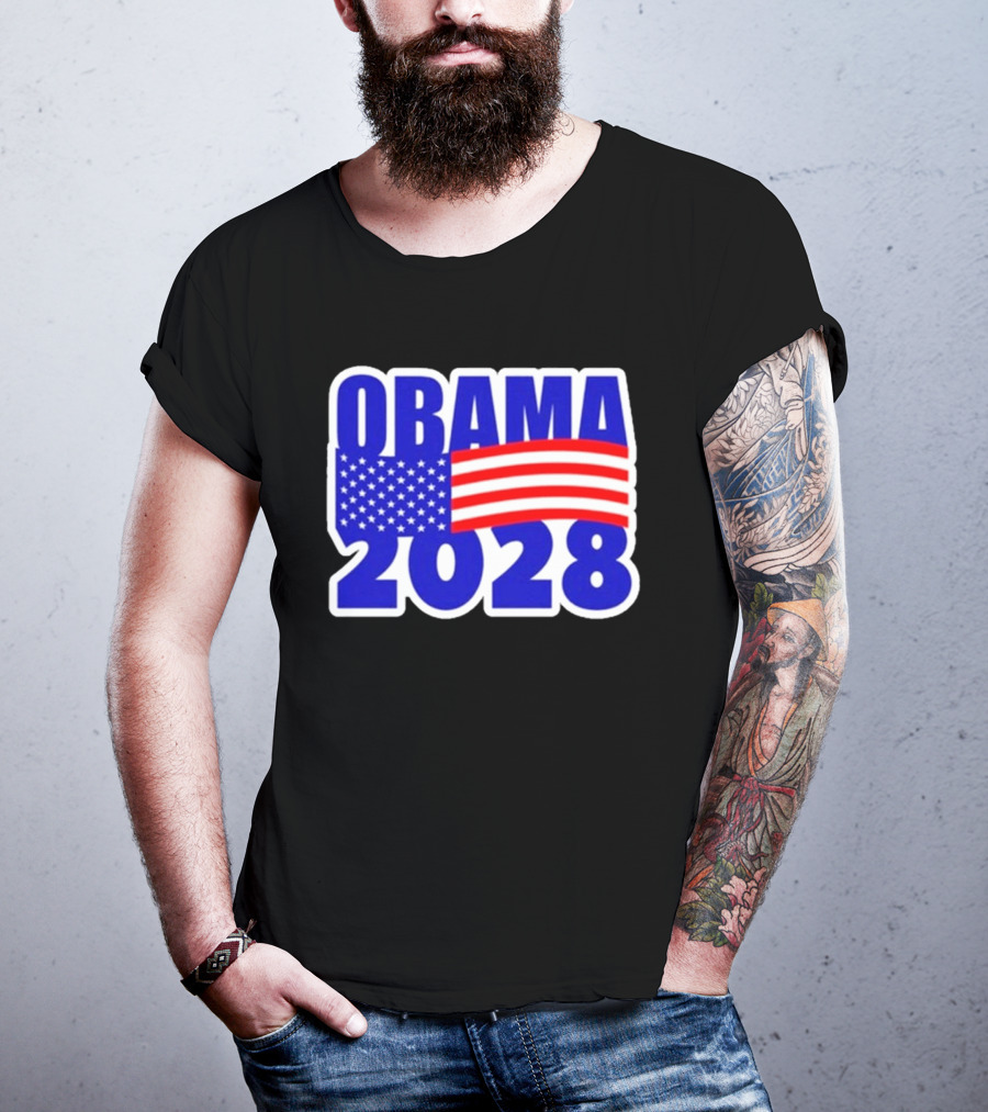Obama 2028 American Flag Campaign T-Shirt