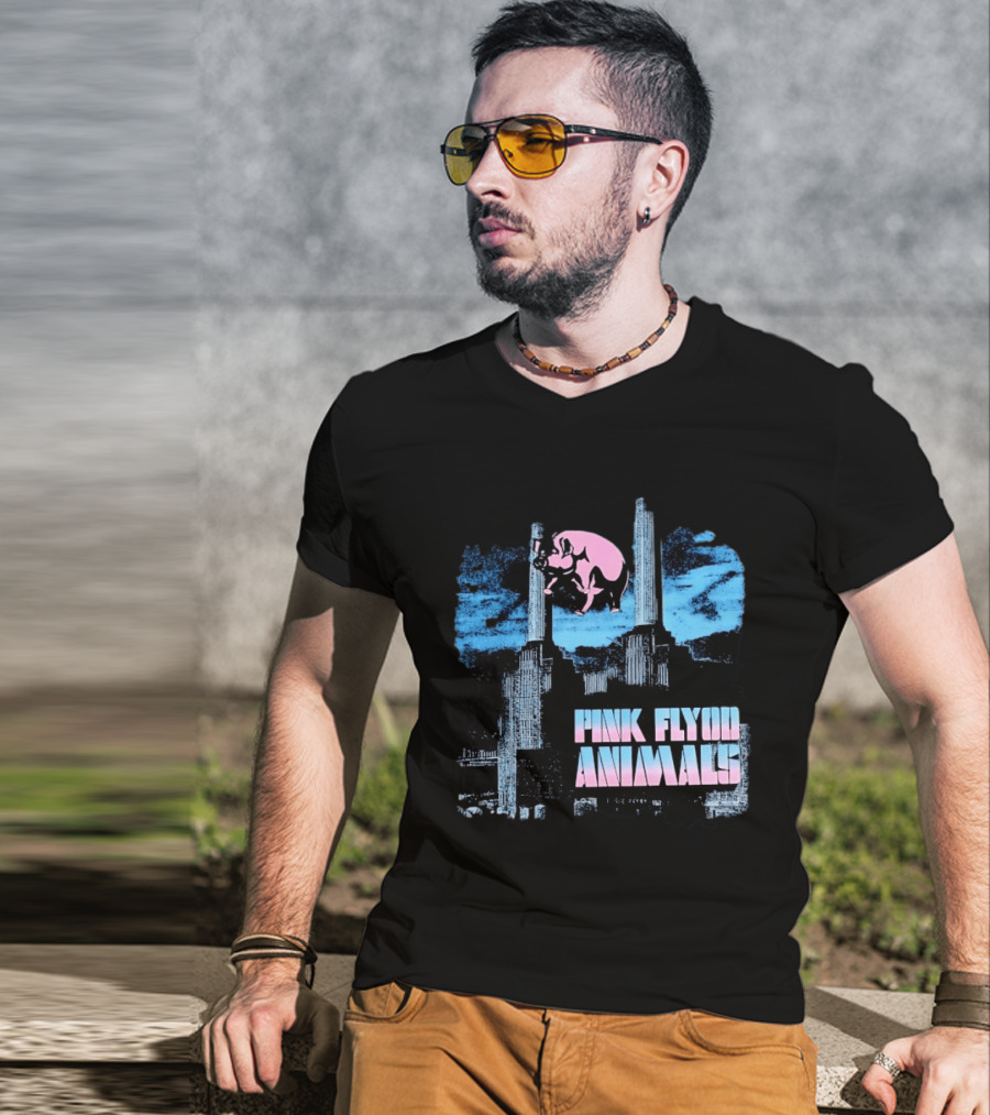 Pink Floyd Animals Album Cover Flying Pig Battersea Power Station T-Shirt