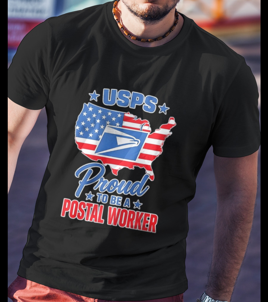 USPS Proud Postal Worker Mail Carrier USA Map T-Shirt