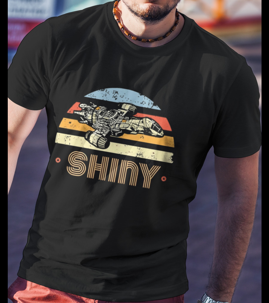 Firefly Serenity Shiny Sci Fi Spaceship Retro Stripes T-Shirt