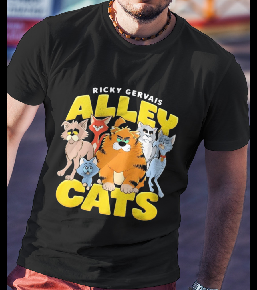 Ricky Gervais Alley Cats Cartoon Friends T-Shirt