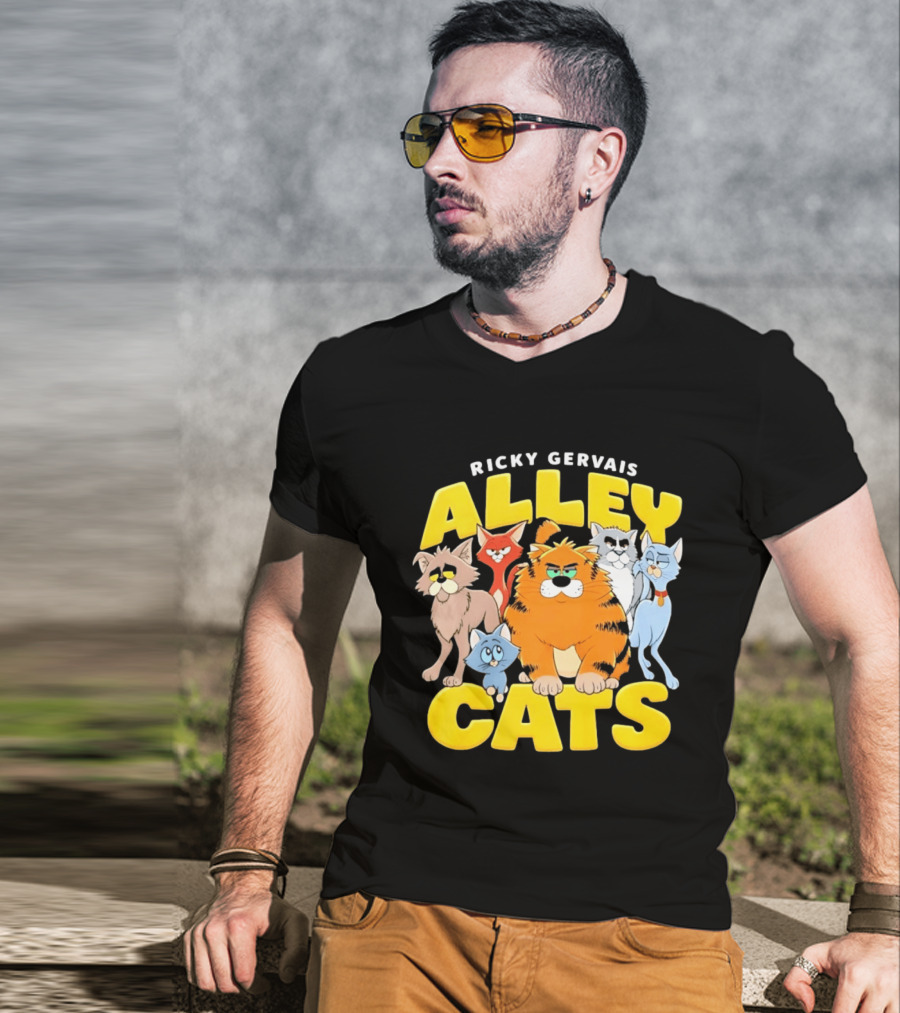 Ricky Gervais Alley Cats Cartoon Friends T-Shirt