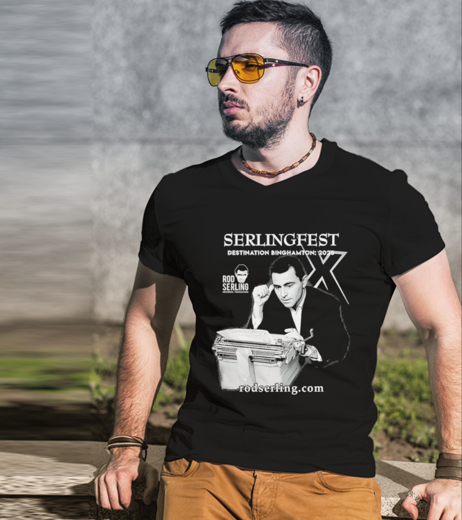 Serlingfest Destination Binghamton 2026 Rod Serling Classic Typing Image T-Shirt