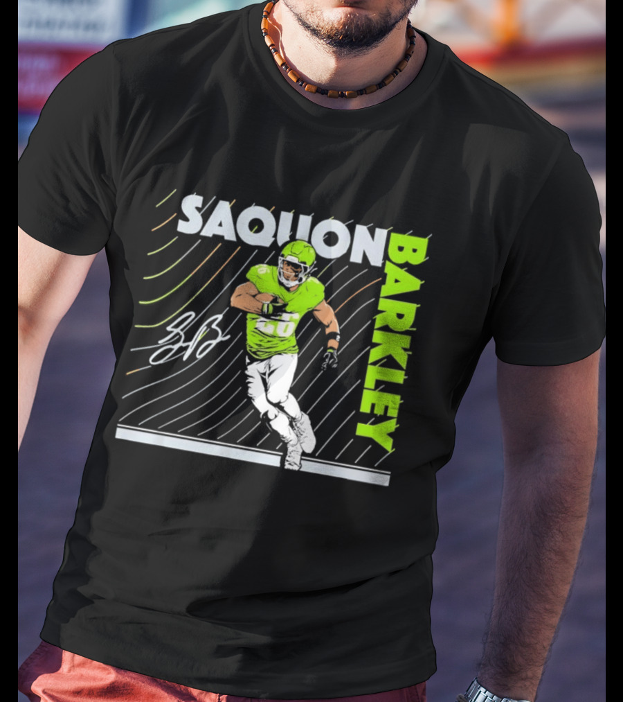 Saquon Barkley 26 Running Back Neon Green Philadelphia Eagles T-Shirt