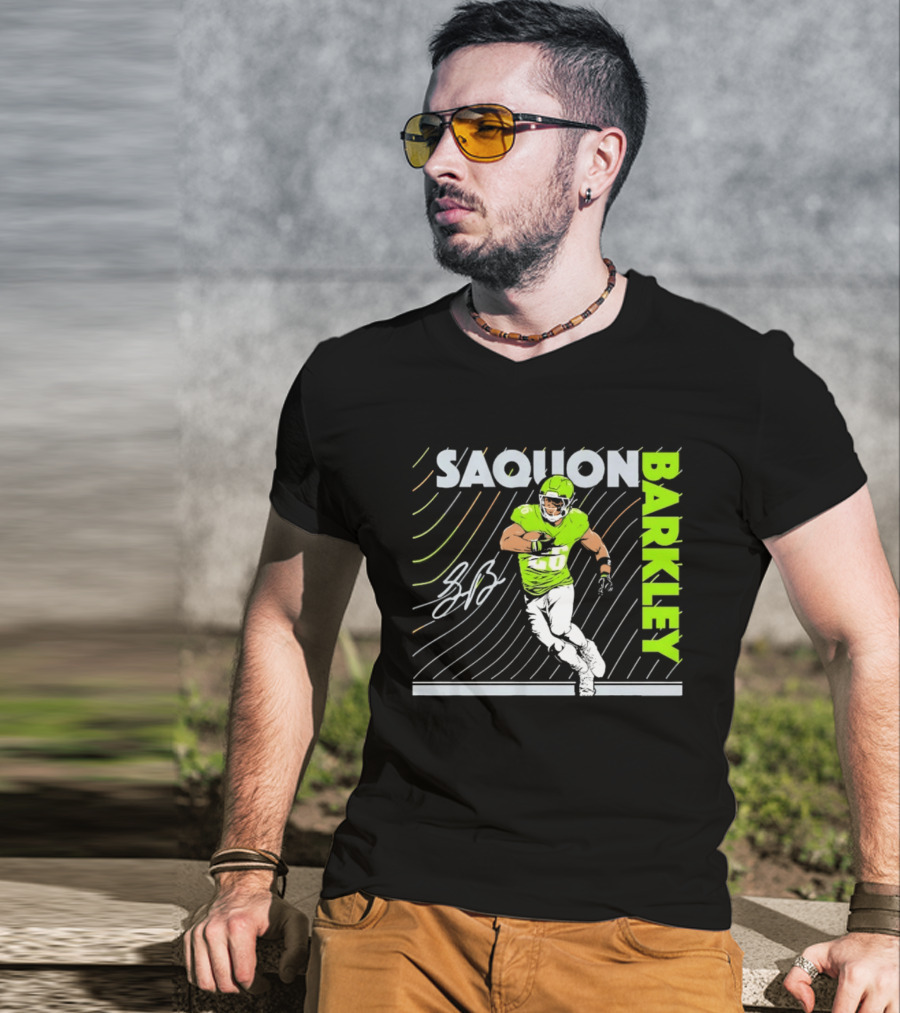 Saquon Barkley 26 Running Back Neon Green Philadelphia Eagles T-Shirt