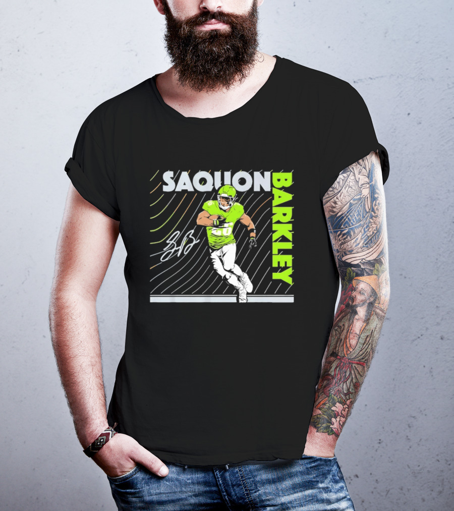 Saquon Barkley 26 Running Back Neon Green Philadelphia Eagles T-Shirt