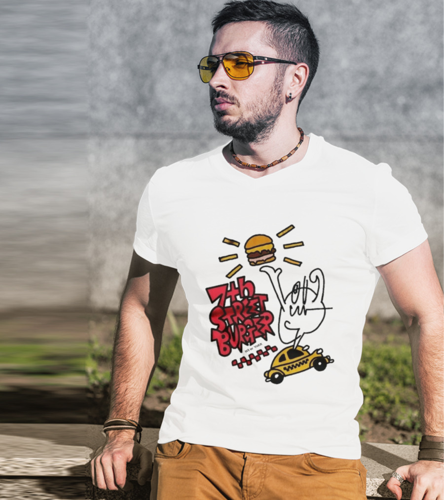 7th Street Burger Taxi With Burger And Sunbeam T-Shirt