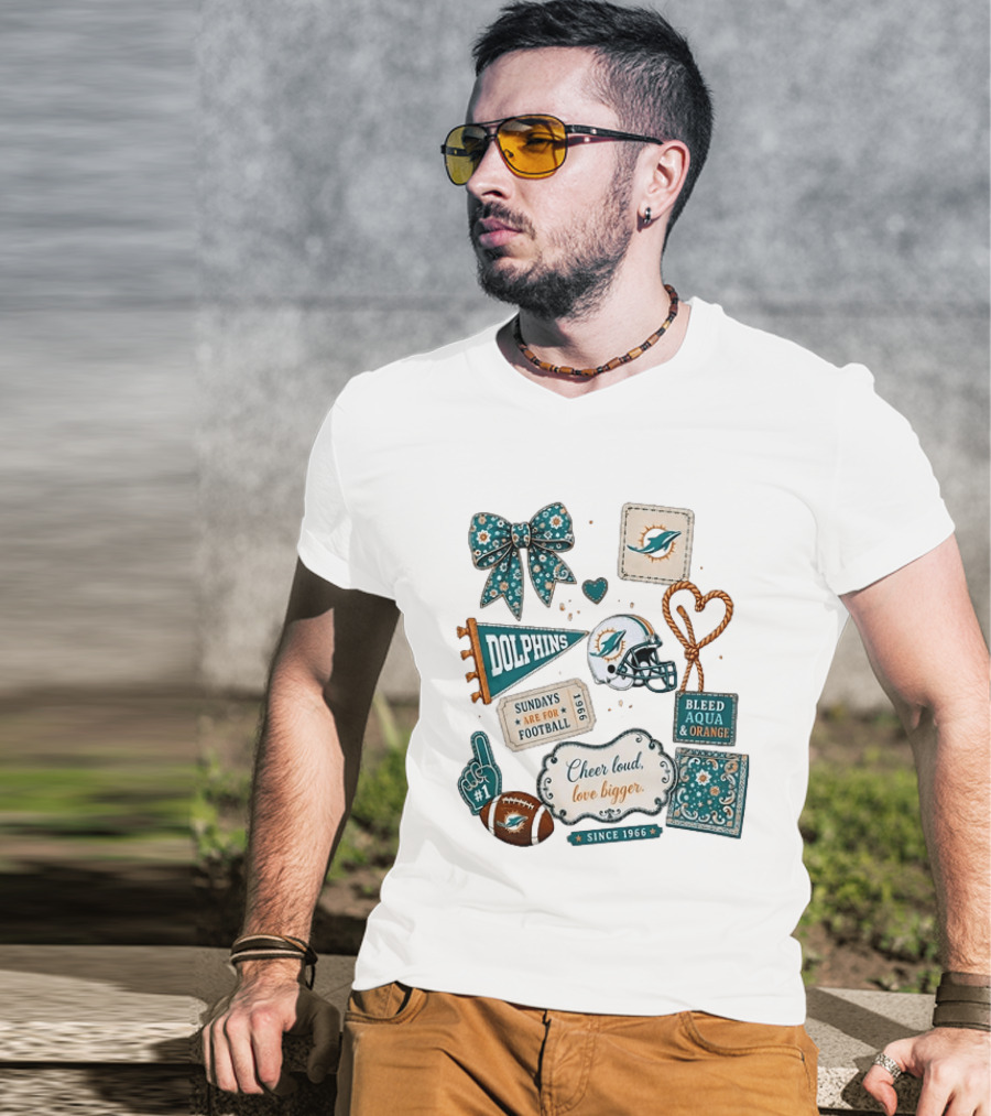 Miami Dolphins Cheer Loud Bleed Aqua Sundays Since 1966 T-Shirt