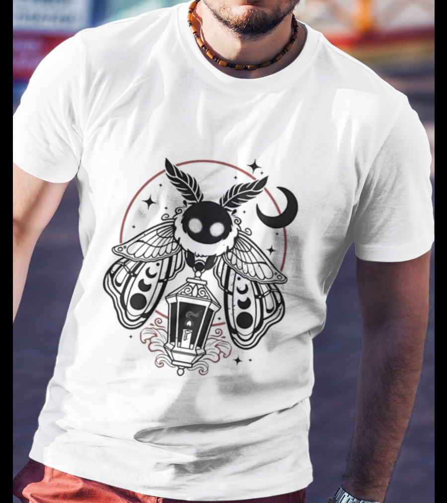 Moth Lantern Moon Occult Gothic Mystical Symbolism T-Shirt