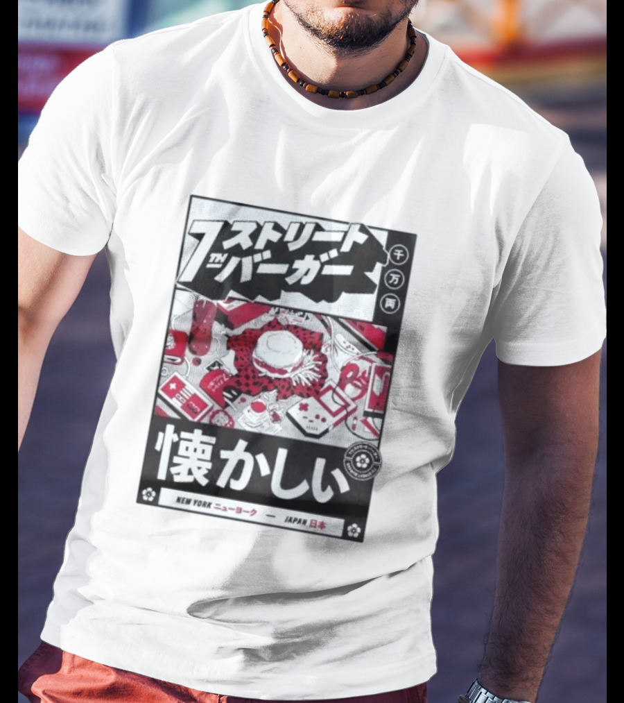 Natsukashii Street Burger New York Japan Retro Gaming T-Shirt