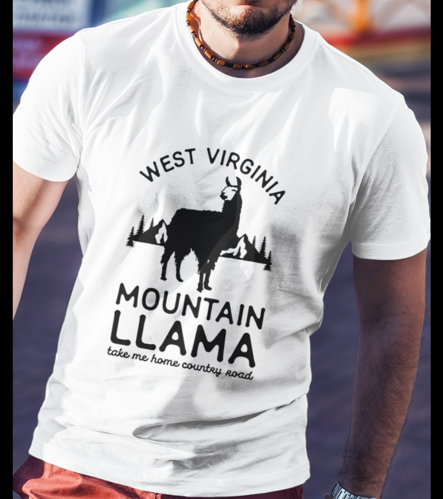 West Virginia Mountain Llama Take Me Home Country Road T-Shirt