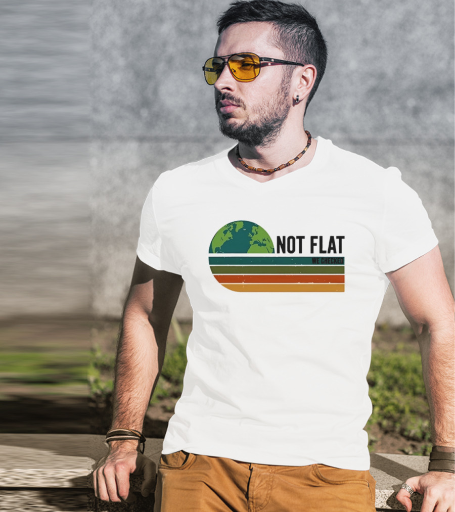 Not Flat We Checked Earth Globe Retro Stripes T-Shirt