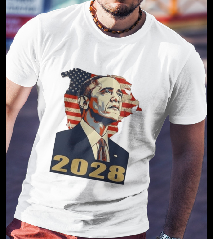 Obama 2028 With American Flag T-Shirt