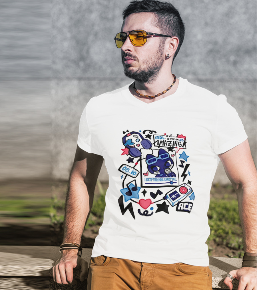 Oh Girl You're So Amazing Ace 0810 Music Style Retro Audio Visuals T-Shirt