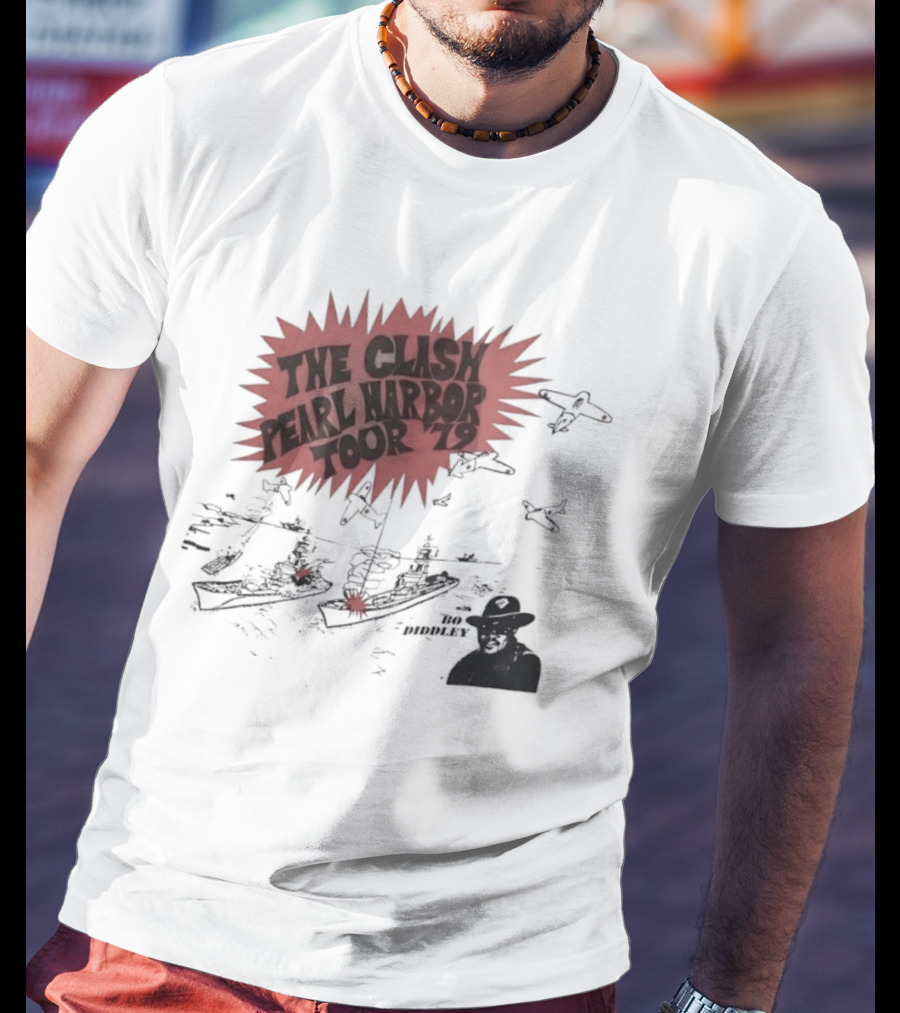 The Clash Pearl Harbor Tour 79 Bo Diddley Live Concert Vintage Punk Rock Music T-Shirt