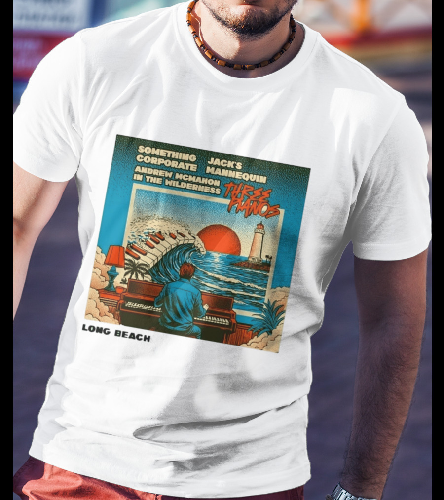 Andrew McMahon Three Pianos Long Beach Concert T-Shirt
