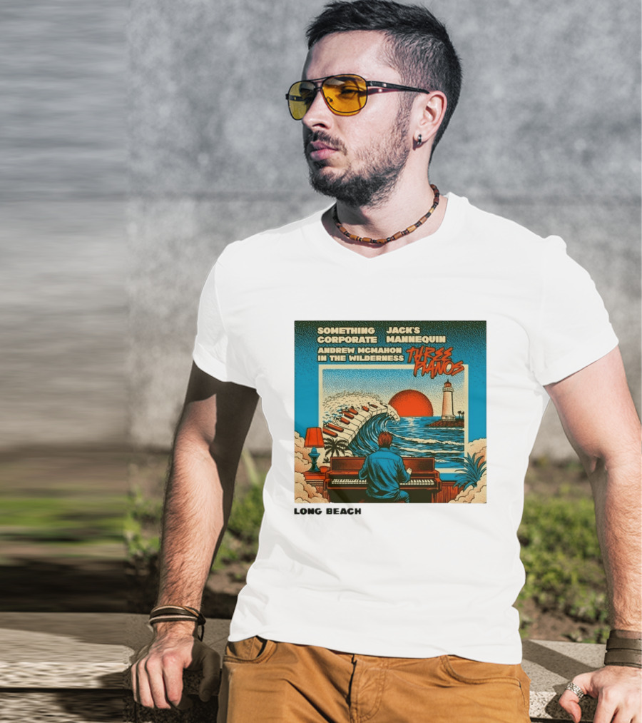 Andrew McMahon Three Pianos Long Beach Concert T-Shirt