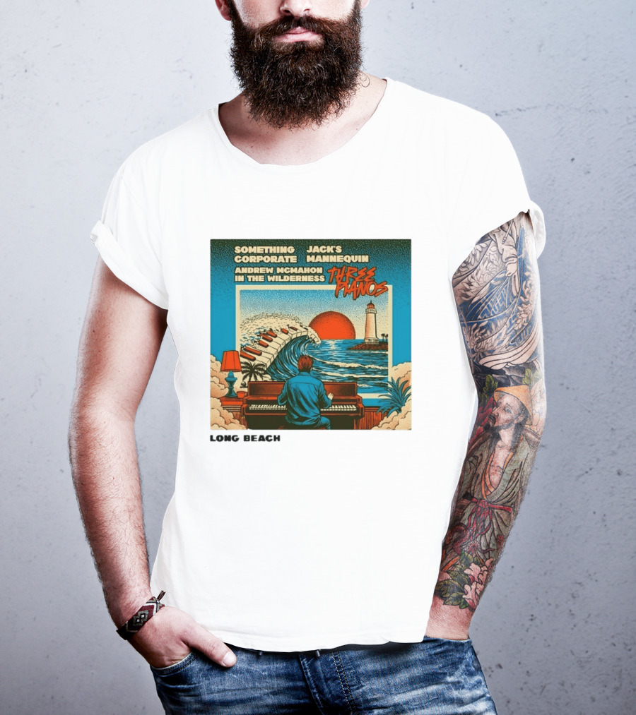 Andrew McMahon Three Pianos Long Beach Concert T-Shirt