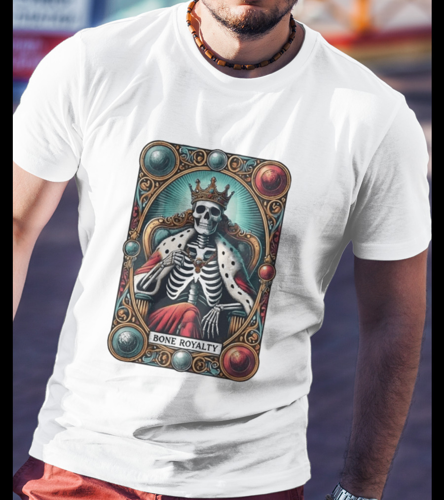 Bone Royalty Gothic Skeleton King Tarot T-Shirt