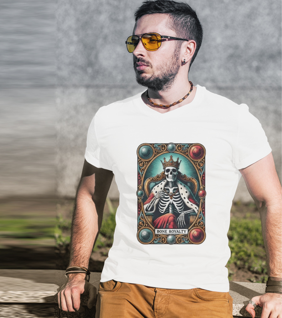 Bone Royalty Gothic Skeleton King Tarot T-Shirt