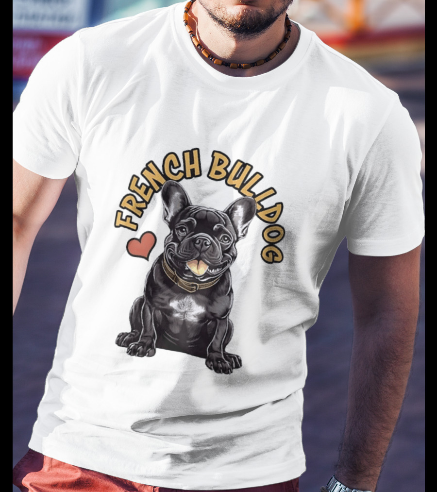 French Bulldog With Heart Frenchie Dog Lover T-Shirt