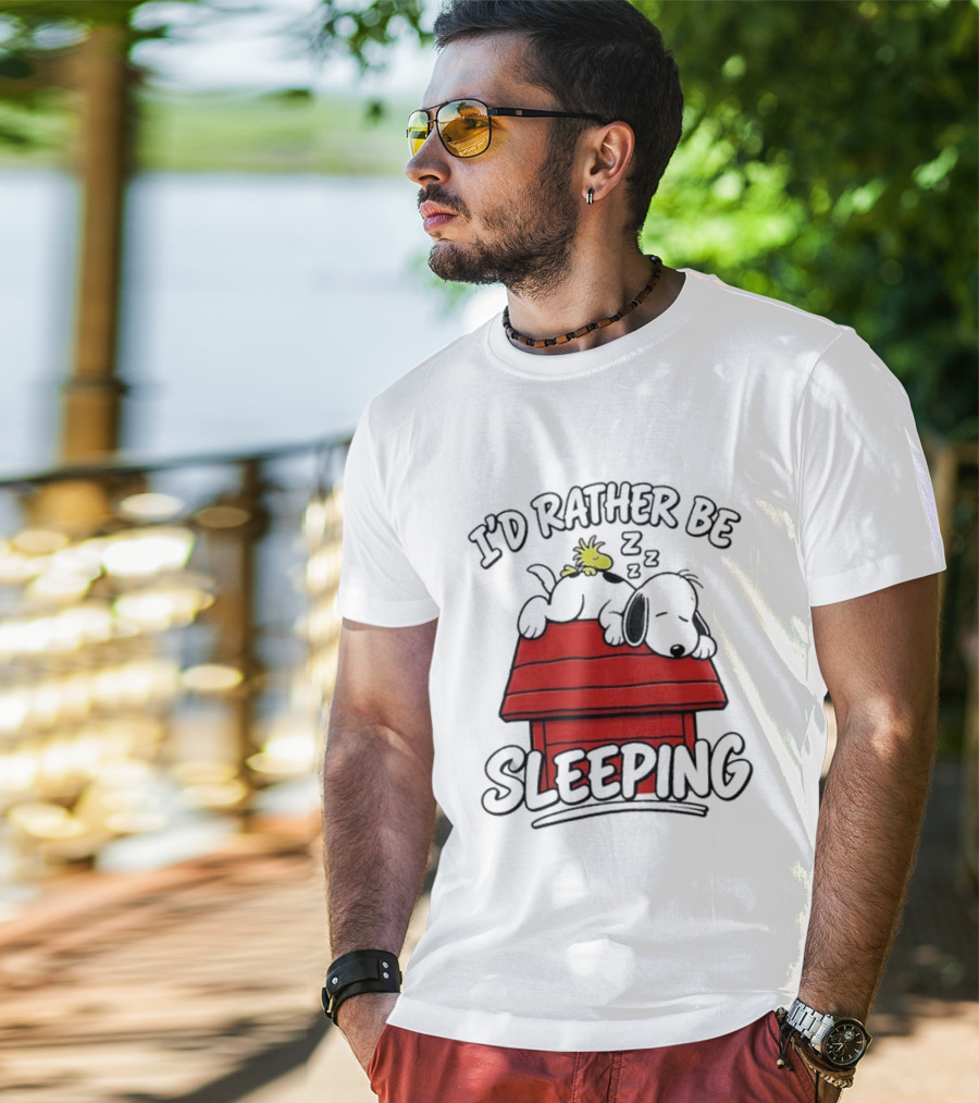 I’d Rather Be Sleeping Snoopy And Woodstock T-Shirt