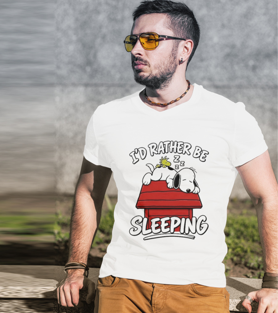 I’d Rather Be Sleeping Snoopy And Woodstock T-Shirt