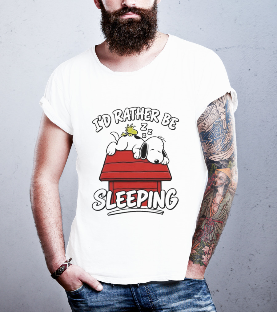 I’d Rather Be Sleeping Snoopy And Woodstock T-Shirt