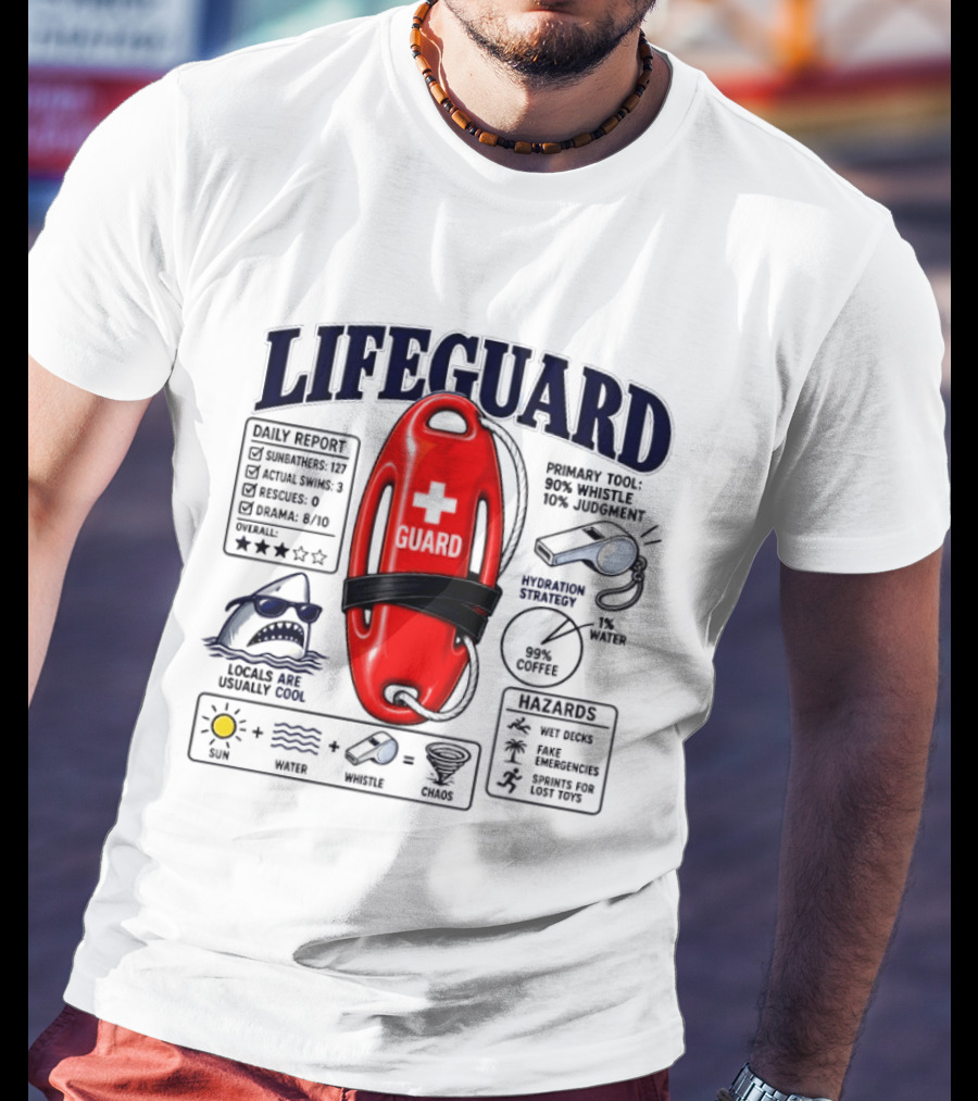 Lifeguard Daily Report Coffee And Whistle Chaos T-Shirt