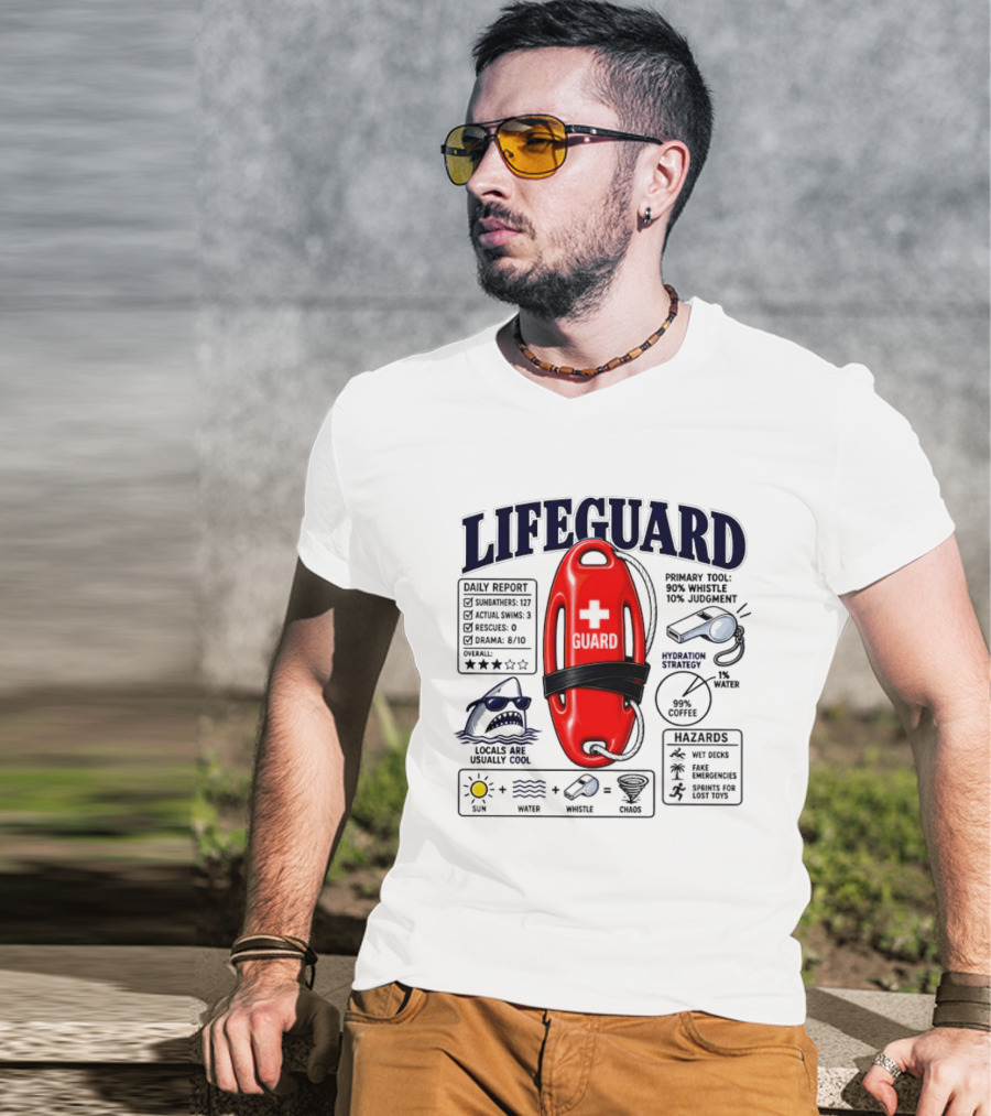 Lifeguard Daily Report Coffee And Whistle Chaos T-Shirt