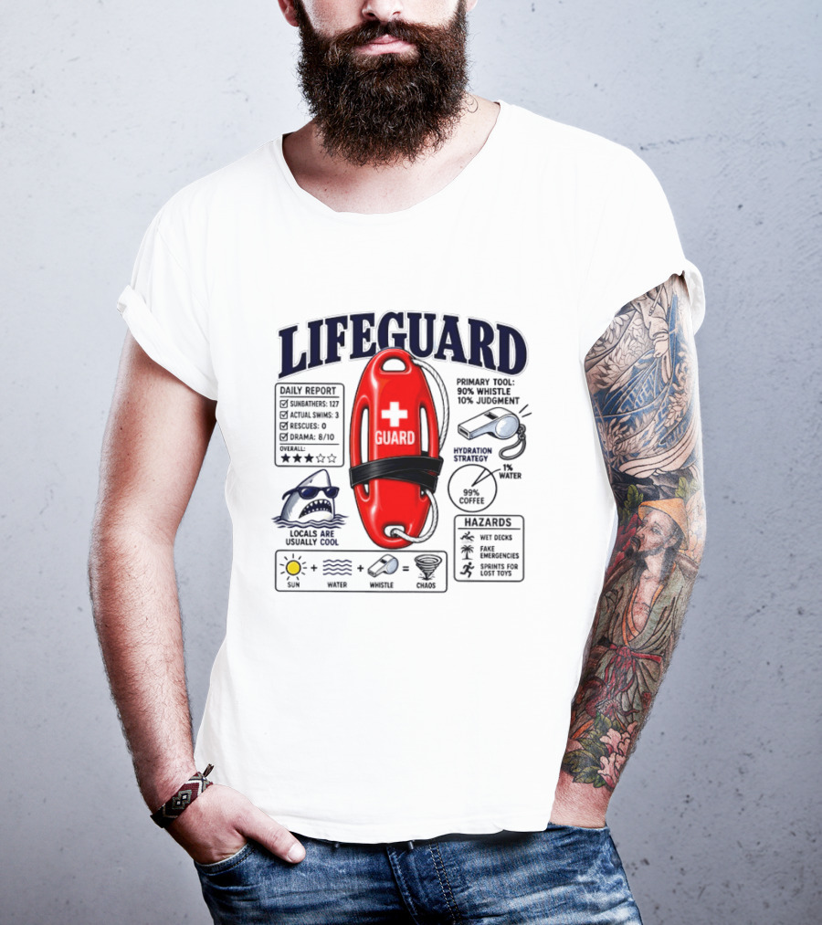 Lifeguard Daily Report Coffee And Whistle Chaos T-Shirt
