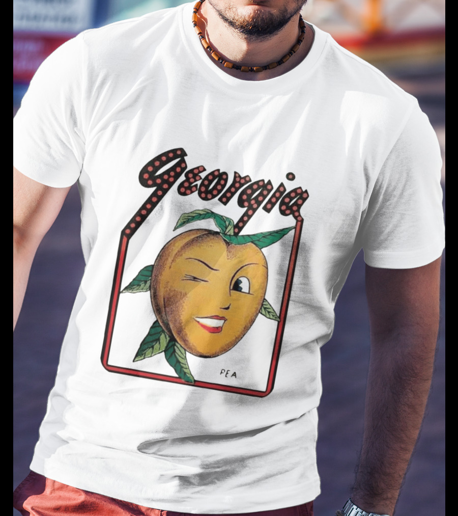 Georgia Peach Vintage Winking Icon Savannah Macon Atlanta Augusta 1950's T-Shirt