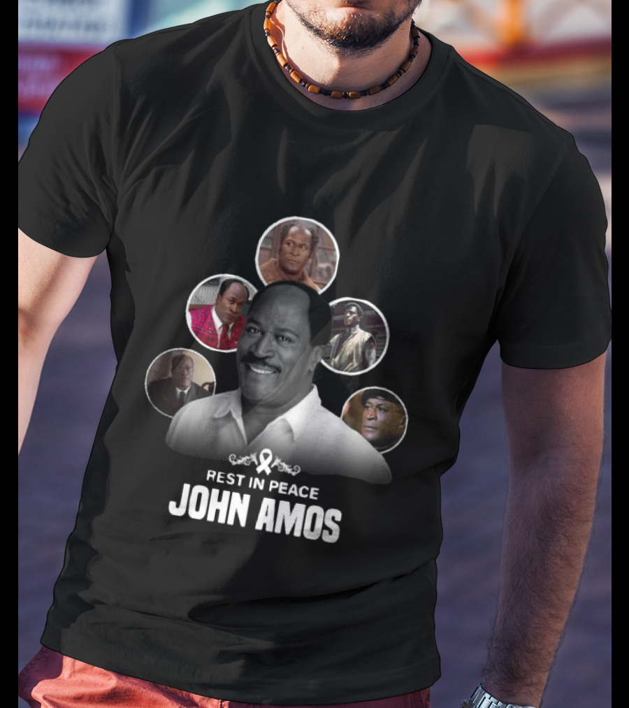 Rest In Peace John Amos Ribbon Tribute With Iconic Role Images T-Shirt