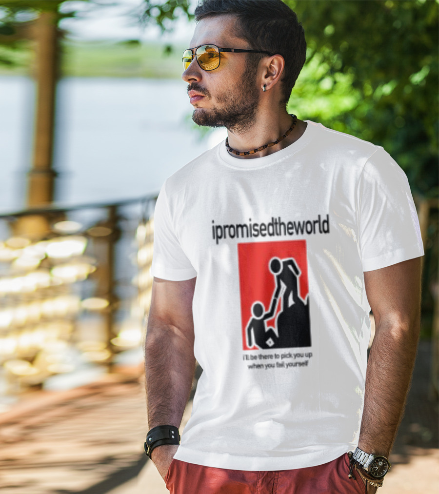 Ipromisedtheworld Helping Hand Support Black Text Red T-Shirt