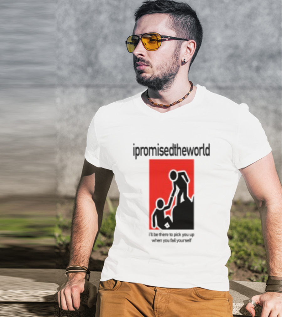Ipromisedtheworld Helping Hand Support Black Text Red T-Shirt