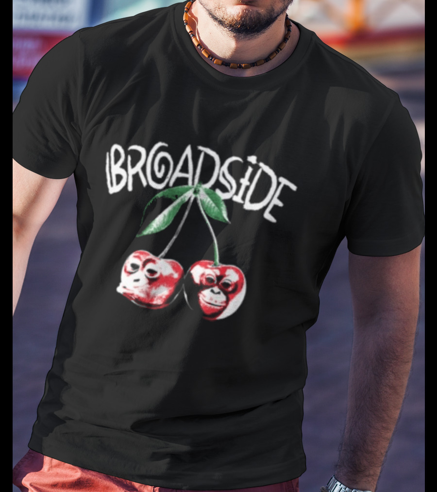Broadside Chimpy Red Cherry Graphics With Green Leaves T-Shirt