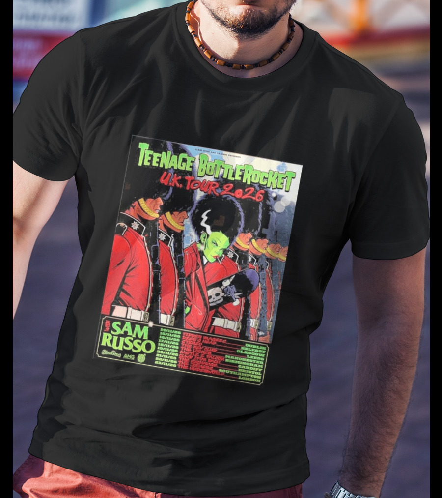 Teenage Bottlerocket UK Tour 2026 Sam Russo Dates Dublin Glasgow Brixton London T-Shirt