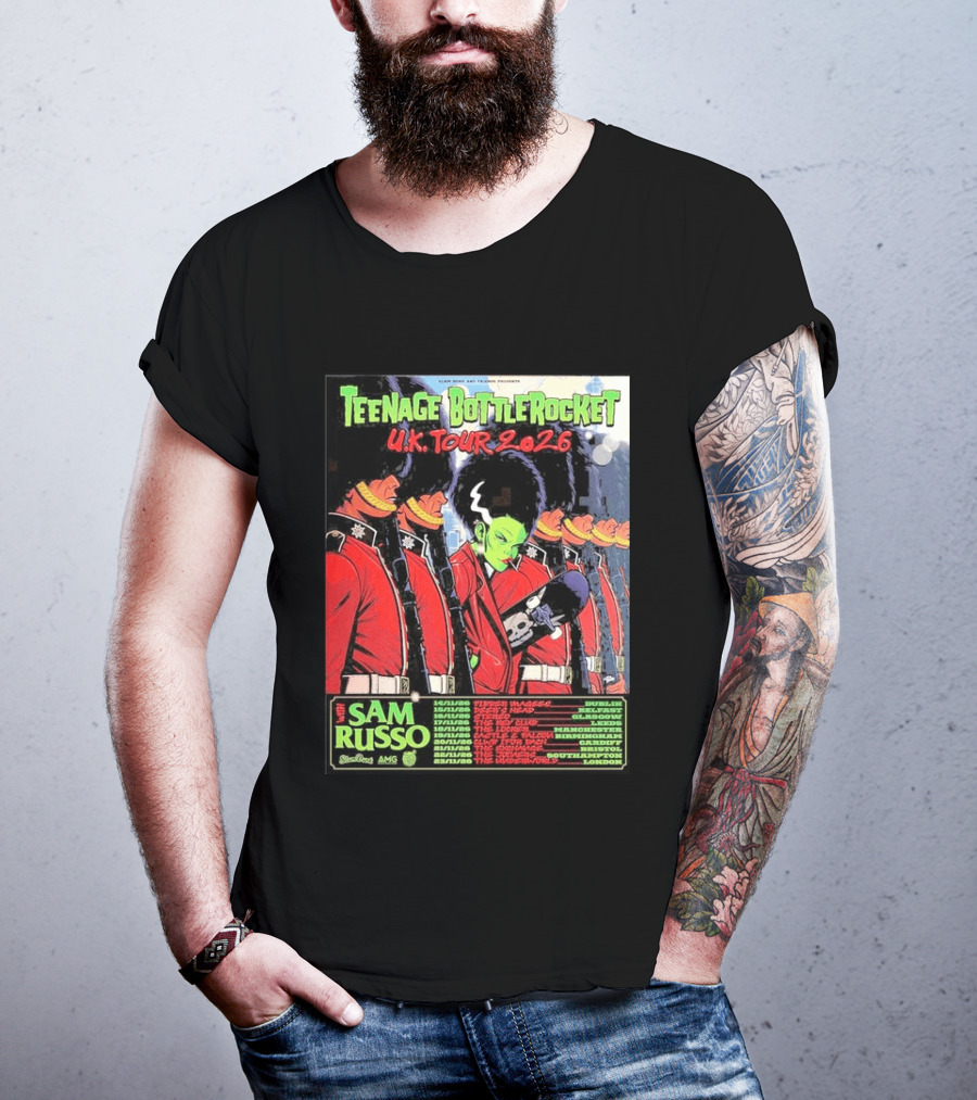 Teenage Bottlerocket UK Tour 2026 Sam Russo Dates Dublin Glasgow Brixton London T-Shirt
