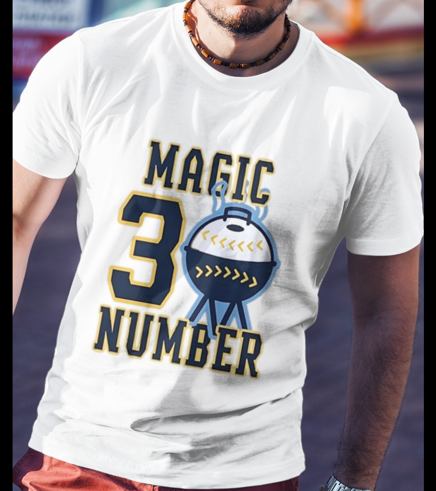 Milwaukee Brewers Magic Number 3 Baseball Grill Sports T-Shirt