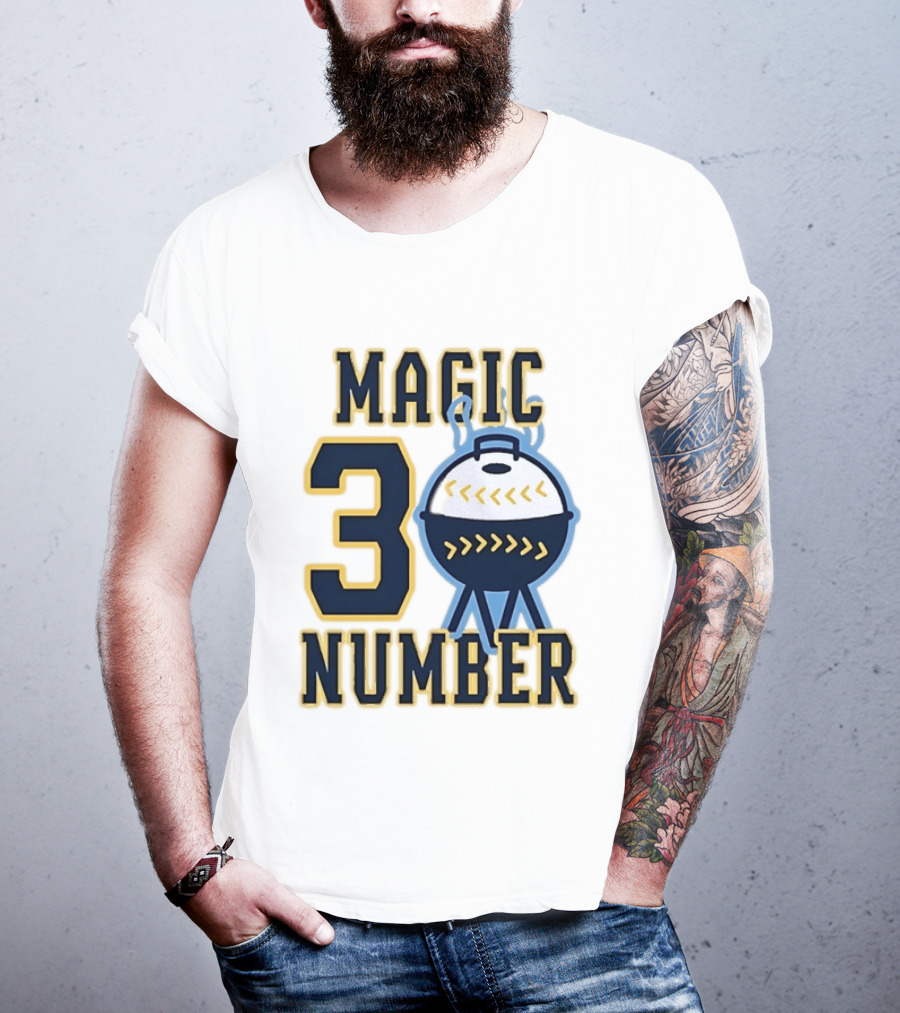 Milwaukee Brewers Magic Number 3 Baseball Grill Sports T-Shirt