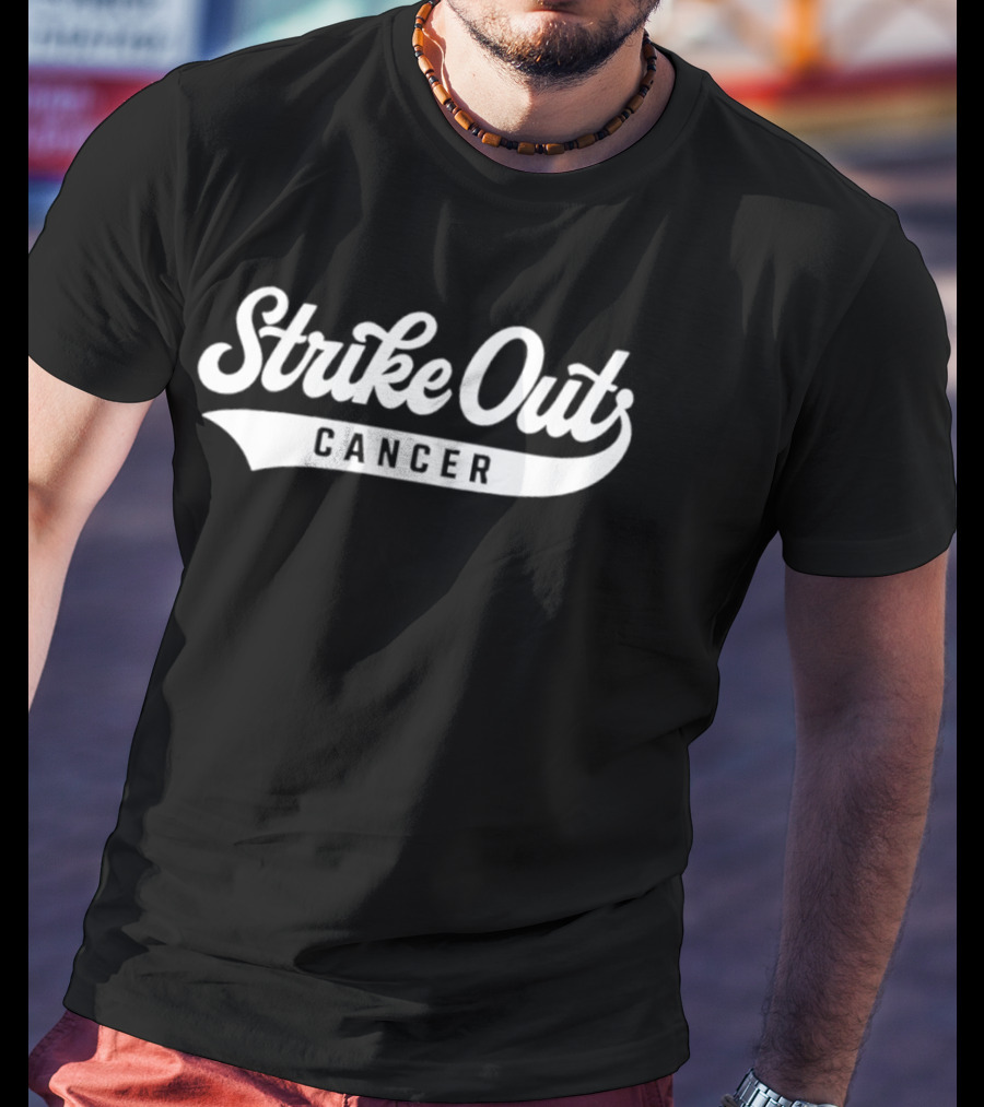 Strike Out Cancer Baseball Charity Awareness Campaign T-Shirt