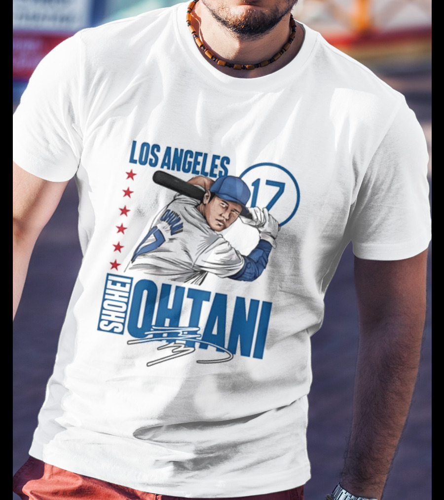 Los Angeles Shohei Ohtani 17 MLB Baseball Player Graphic With Stars T-Shirt