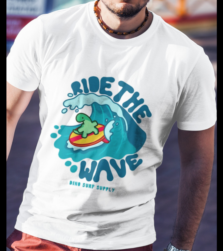 Ride The Wave Turtle Surfing Dino Surf Supply T-Shirt