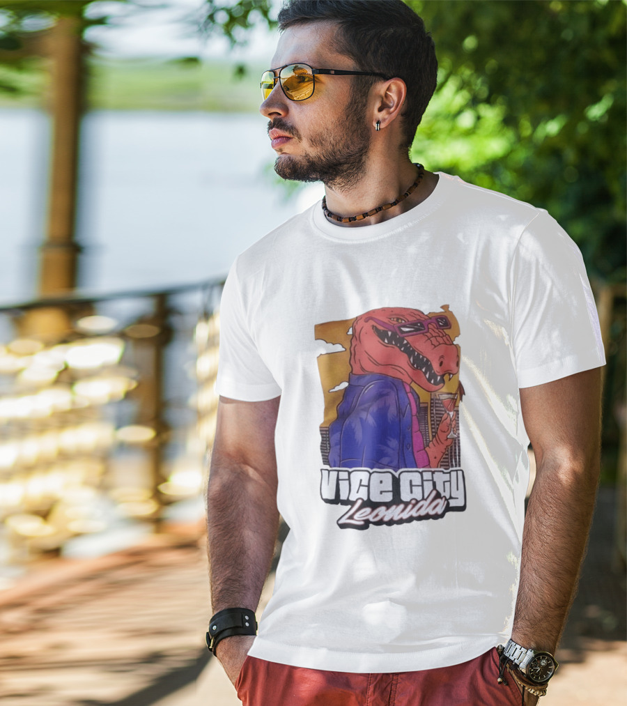 Vice City Leonida Rex Dinosaur Gaming Retro Vibes T-Shirt