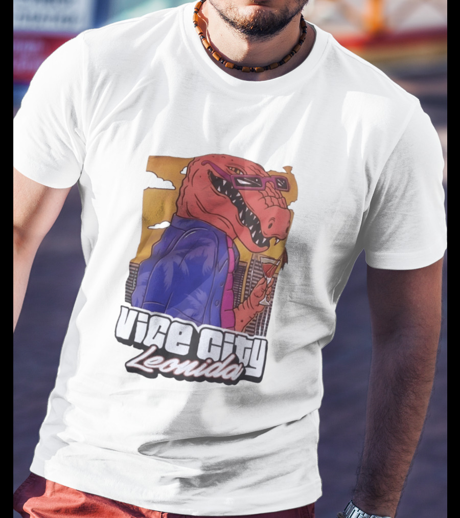 Vice City Leonida Rex Dinosaur Gaming Retro Vibes T-Shirt