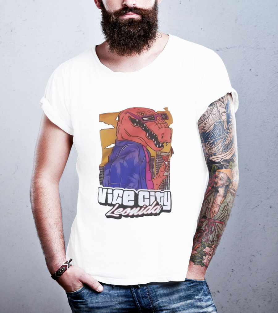 Vice City Leonida Rex Dinosaur Gaming Retro Vibes T-Shirt