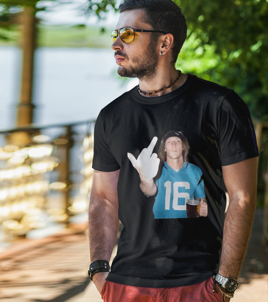 Trevor Lawrence Jersey 16 Middle Finger Beer Cigarette Jacksonville Jaguars T-Shirt