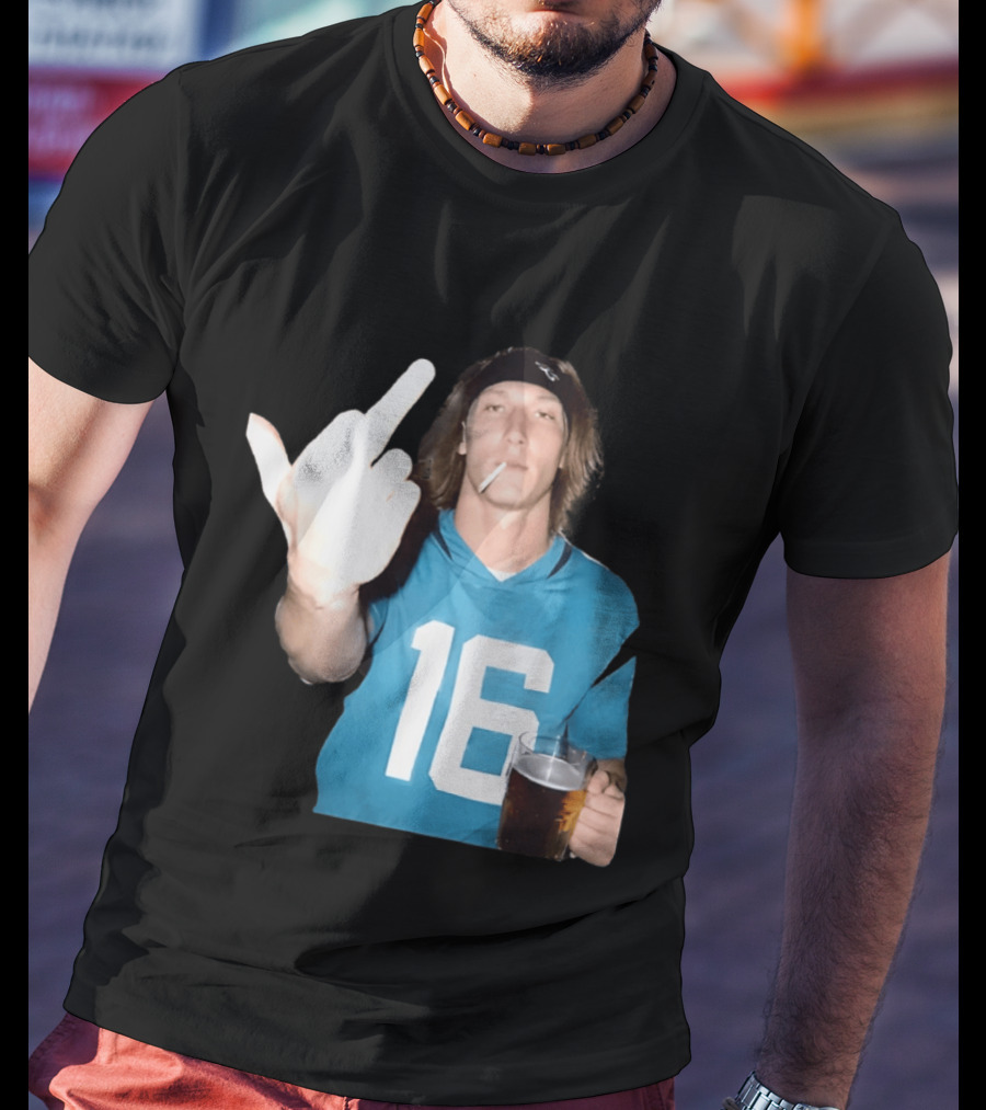Trevor Lawrence Jersey 16 Middle Finger Beer Cigarette Jacksonville Jaguars T-Shirt