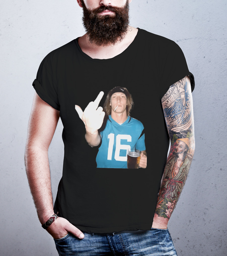 Trevor Lawrence Jersey 16 Middle Finger Beer Cigarette Jacksonville Jaguars T-Shirt